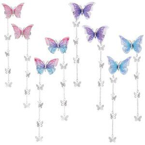 Butterfly tassel hair clips set crystal alligator barrettes wedding prom party